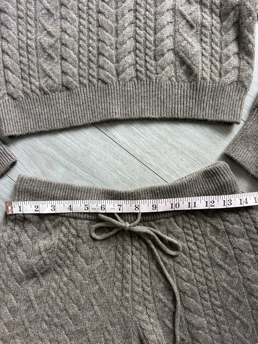 Reformation ALFIO Brown Cable Knit Crop Sweater & Shorts Set - Picture 8 of 13